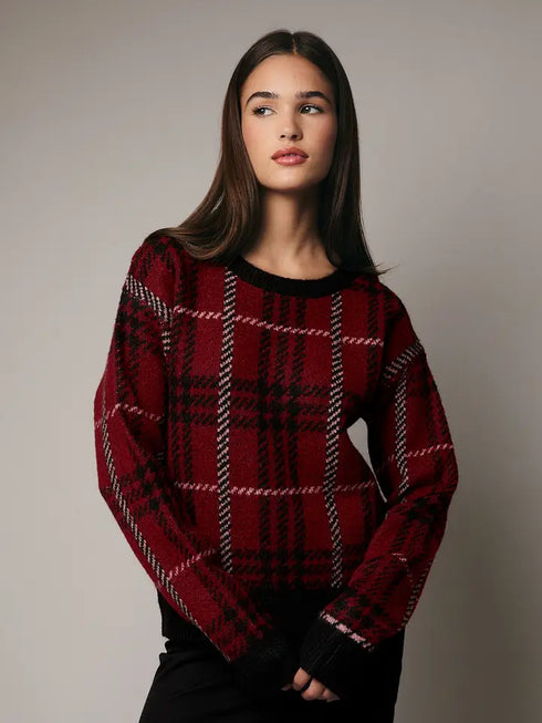 RED PLAID SWEATER